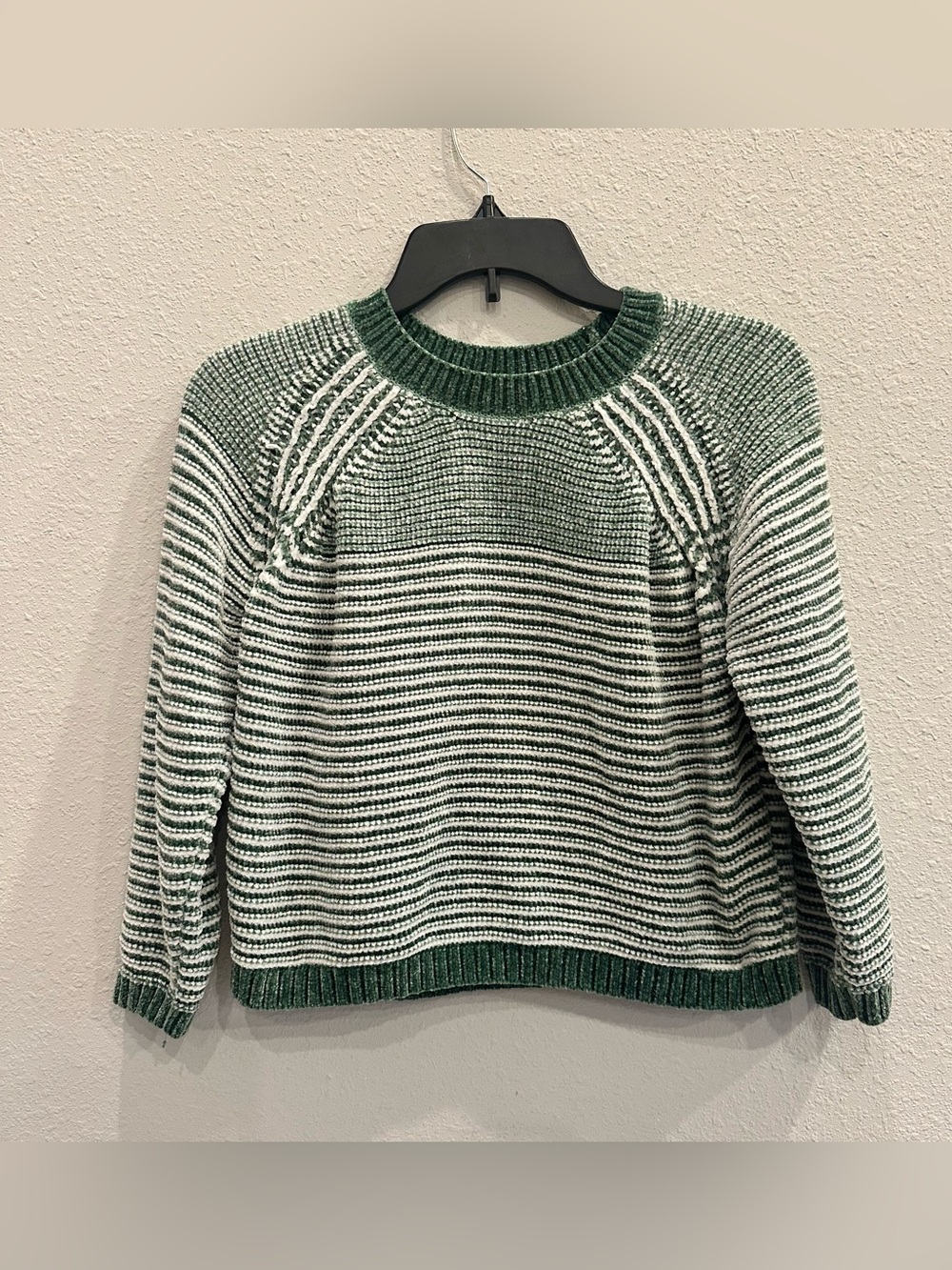Hazel Moon Green Striped Chenille Sweater Cottagecore XS